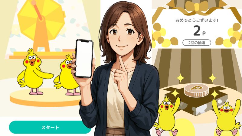 dポイントを獲得して喜ぶ女性