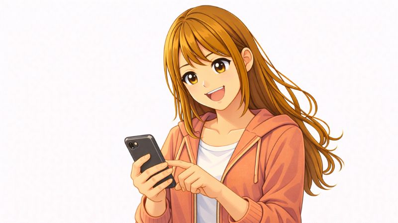 スマホでdカードからdカード GOLDへアップグレードする女性