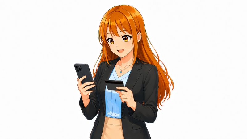 dカード PLATINUMのプライオリティ・パスを登録する女性